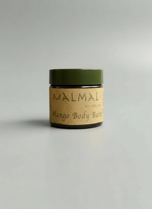 Natural mango body butter jar with vanilla and sandalwood scent - organic moisturizer by Malmal Belize